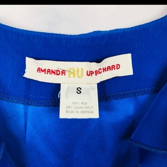Amanda Uprichard Royal Blue Midi Dress ruffles 100% silk classic party size Smal - Picture 4 of 8